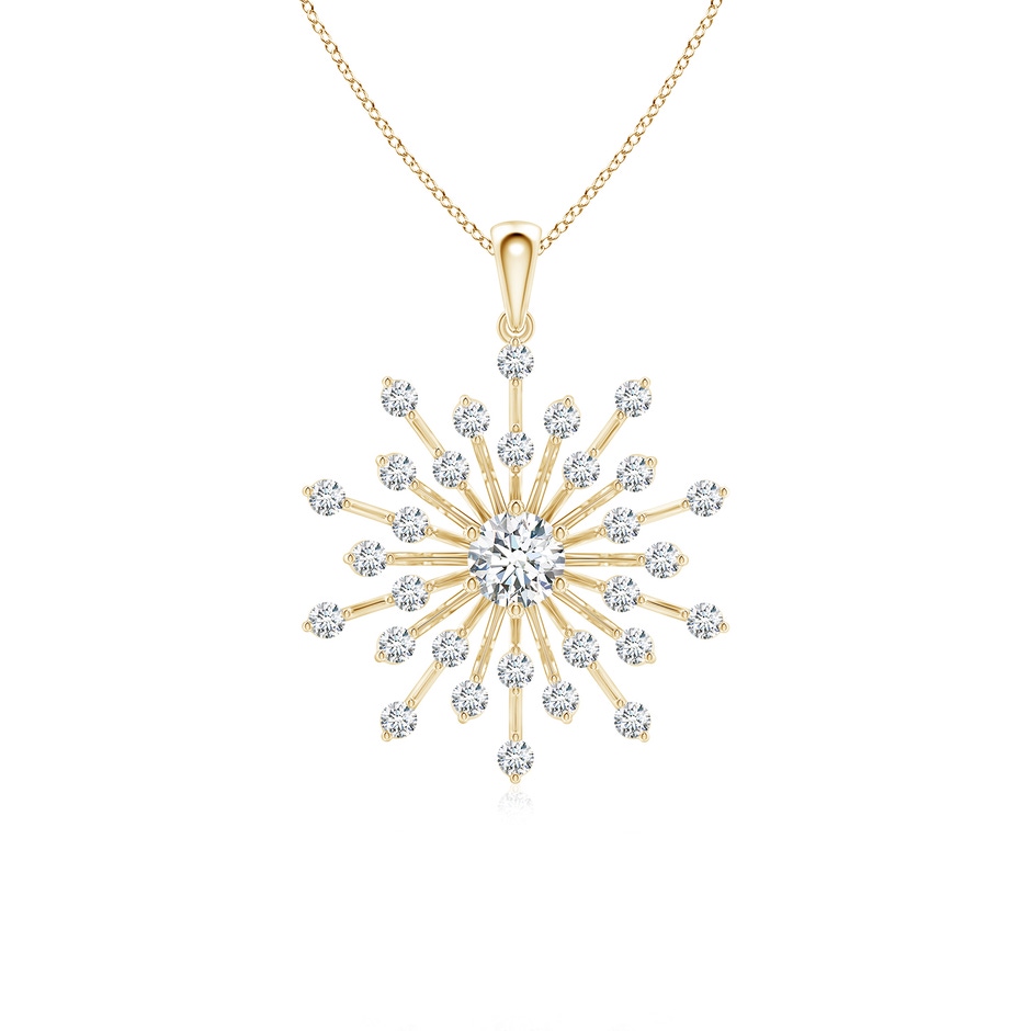 4.5mm FGVS Lab-Grown Prong-Set Diamond Sunburst Pendant in Yellow Gold 