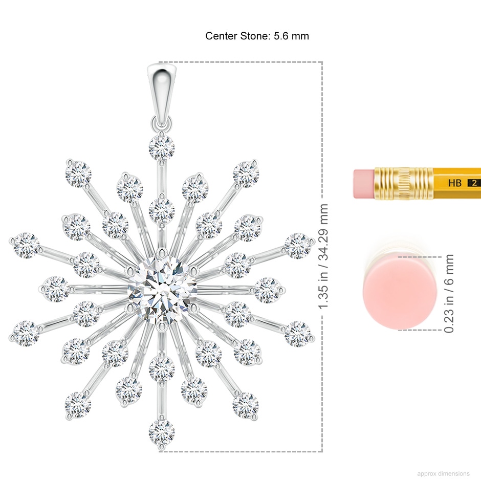 5.6mm FGVS Lab-Grown Prong-Set Diamond Sunburst Pendant in P950 Platinum ruler