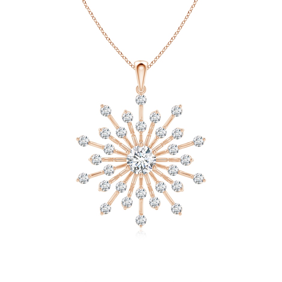 5mm FGVS Lab-Grown Prong-Set Diamond Sunburst Pendant in 18K Rose Gold 