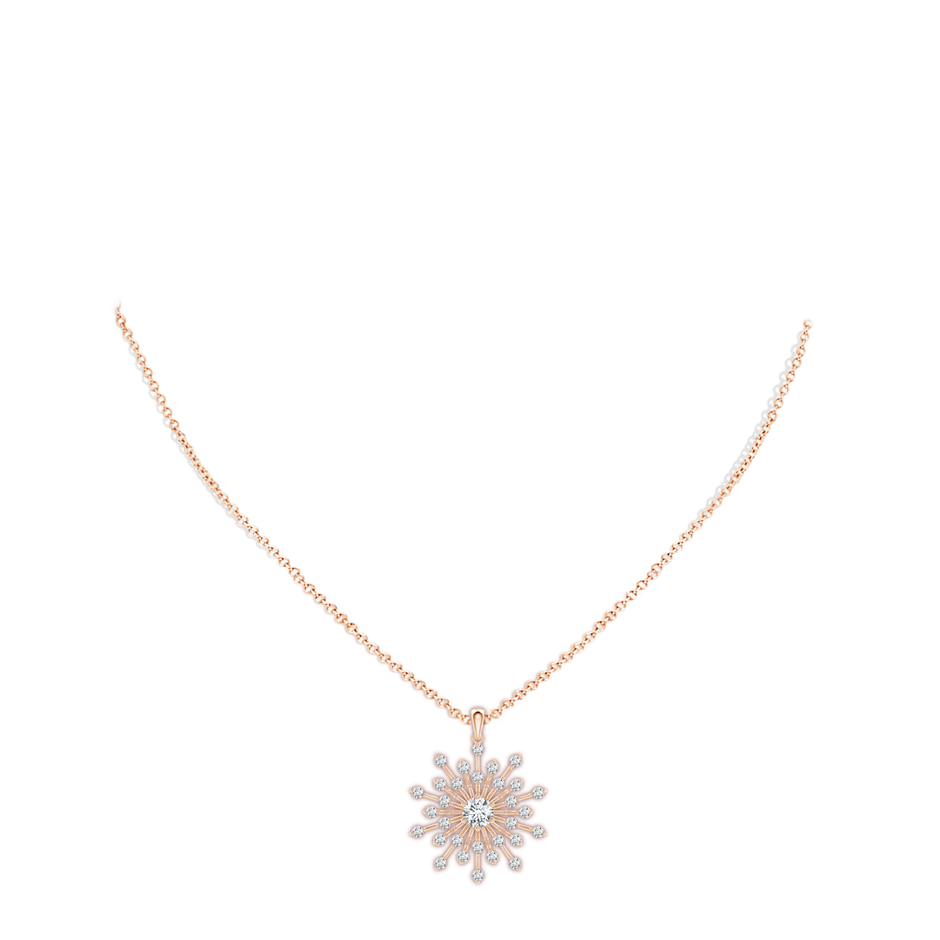 5mm FGVS Lab-Grown Prong-Set Diamond Sunburst Pendant in 18K Rose Gold pen