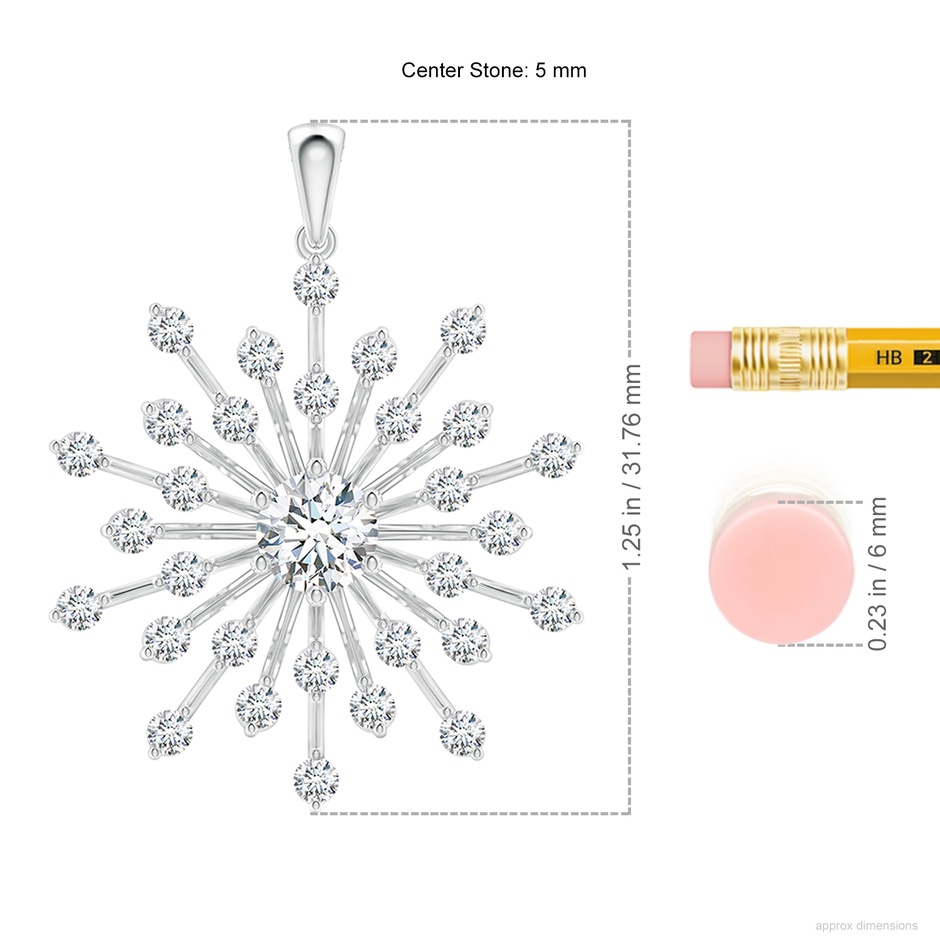 5mm FGVS Lab-Grown Prong-Set Diamond Sunburst Pendant in P950 Platinum ruler