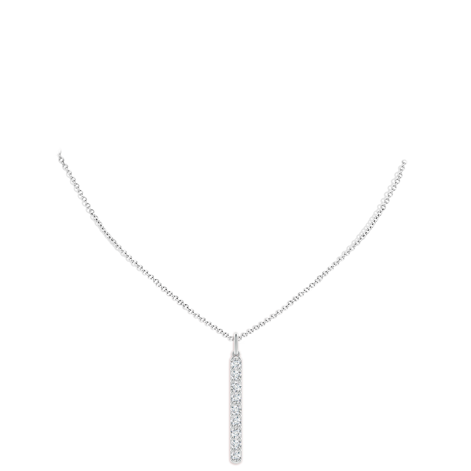 3.1mm FGVS Lab-Grown Prong-Set Diamond Vertical Bar Pendant in White Gold pen