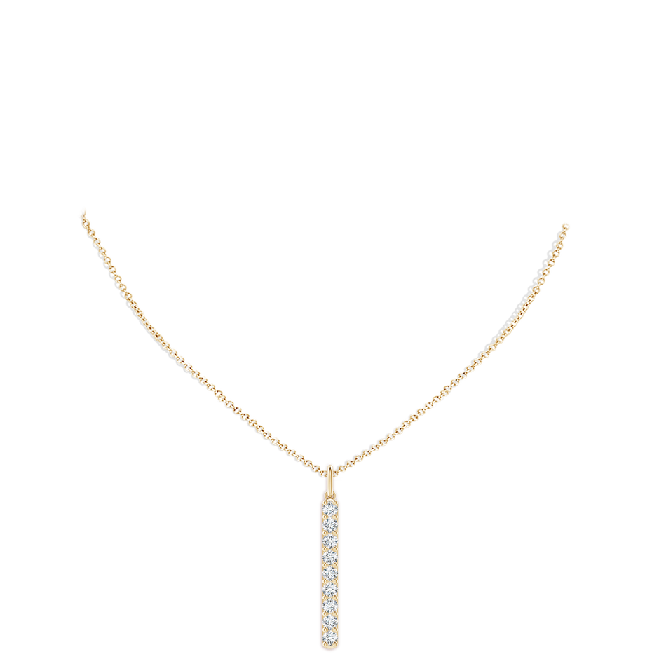 3.1mm FGVS Lab-Grown Prong-Set Diamond Vertical Bar Pendant in Yellow Gold pen
