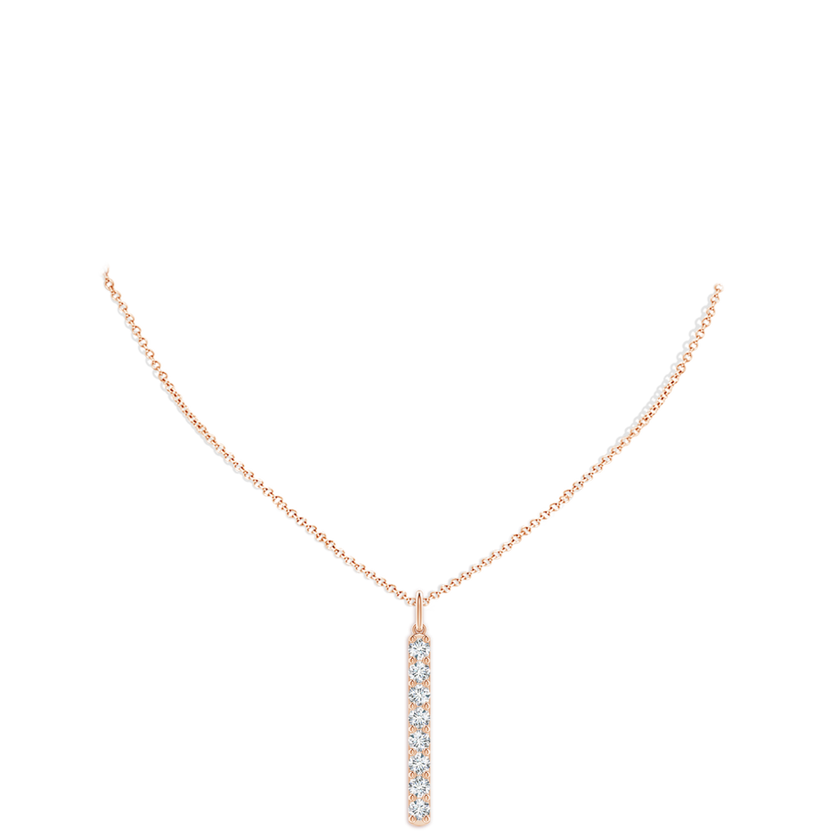 3.75mm FGVS Lab-Grown Prong-Set Diamond Vertical Bar Pendant in 18K Rose Gold pen
