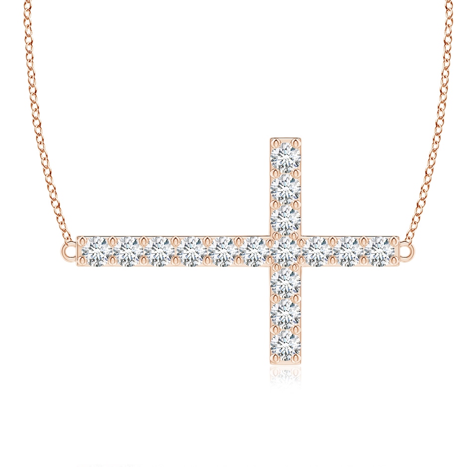 2.45mm FGVS Lab-Grown Prong-Set Diamond Horizontal Cross Pendant in Rose Gold 