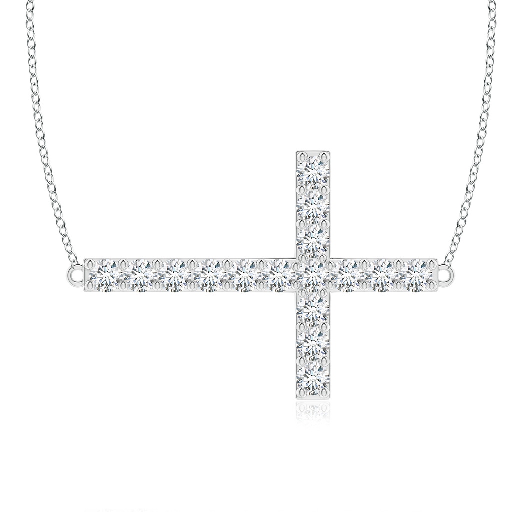 2.45mm FGVS Lab-Grown Prong-Set Diamond Horizontal Cross Pendant in White Gold