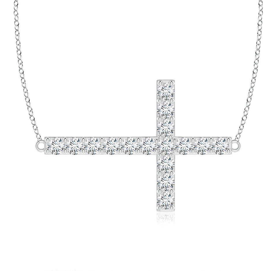 2.45mm FGVS Lab-Grown Prong-Set Diamond Horizontal Cross Pendant in White Gold 