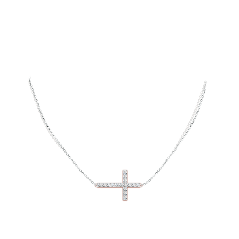 2.45mm FGVS Lab-Grown Prong-Set Diamond Horizontal Cross Pendant in White Gold pen