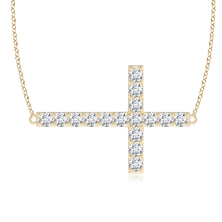 2.45mm FGVS Lab-Grown Prong-Set Diamond Horizontal Cross Pendant in Yellow Gold 