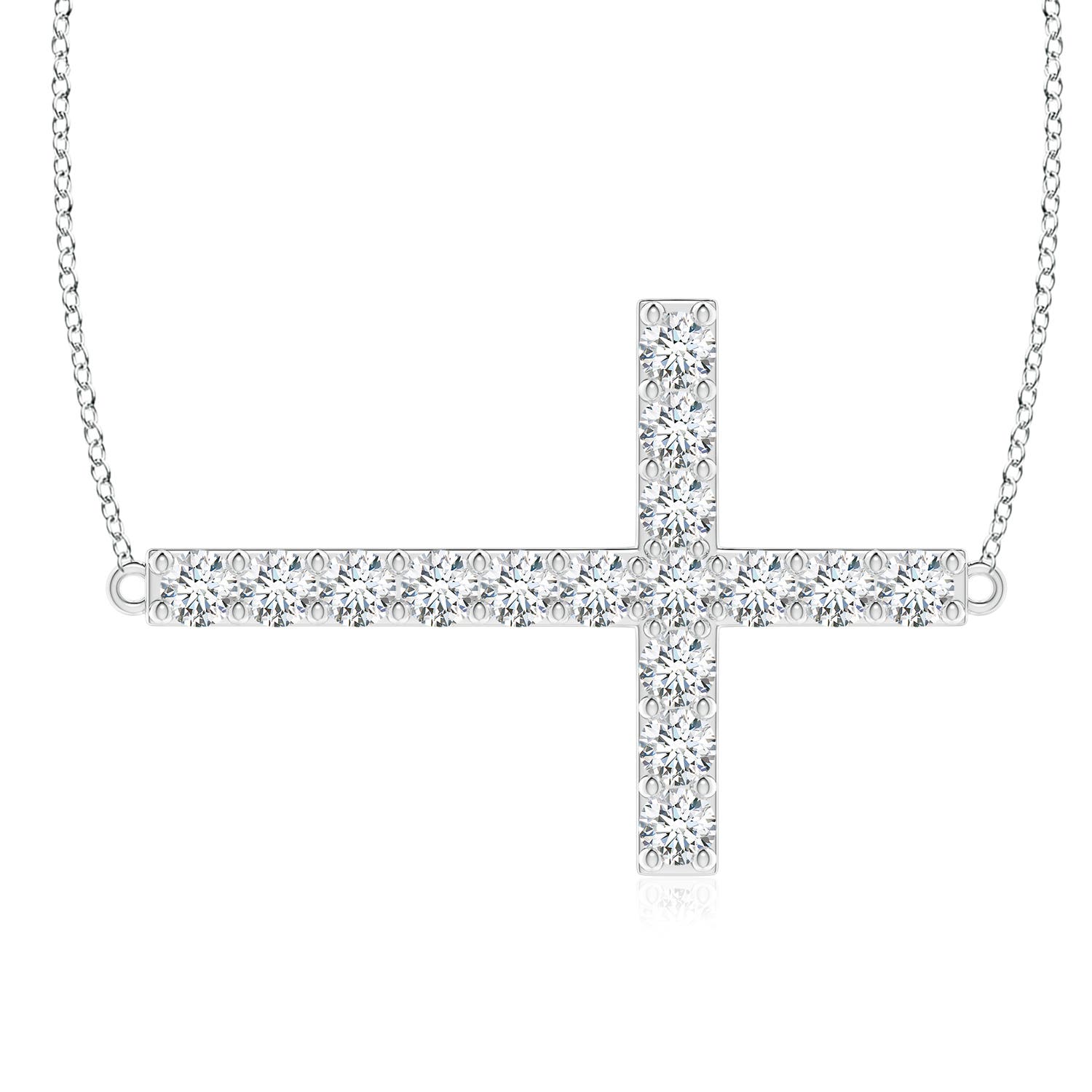 2.9mm FGVS Lab-Grown Prong-Set Diamond Horizontal Cross Pendant in White Gold