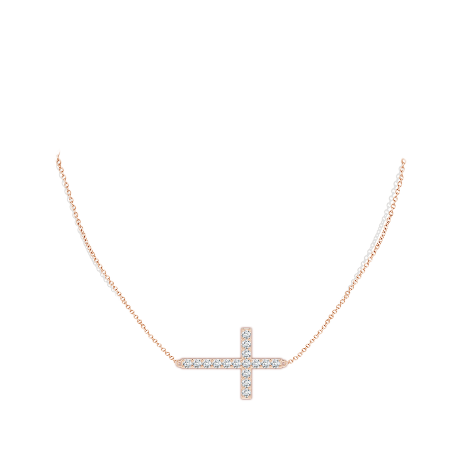 3.2mm FGVS Lab-Grown Prong-Set Diamond Horizontal Cross Pendant in 18K Rose Gold pen