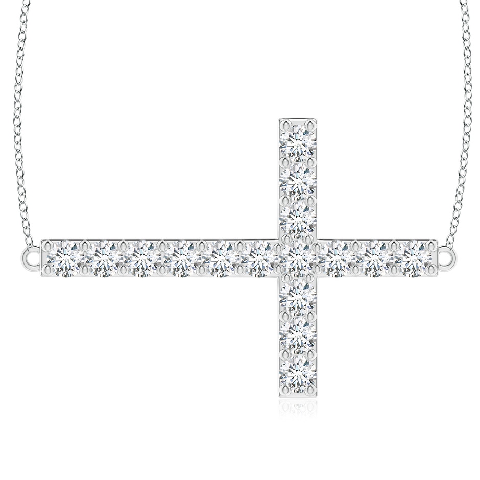 3.2mm FGVS Lab-Grown Prong-Set Diamond Horizontal Cross Pendant in 18K White Gold 