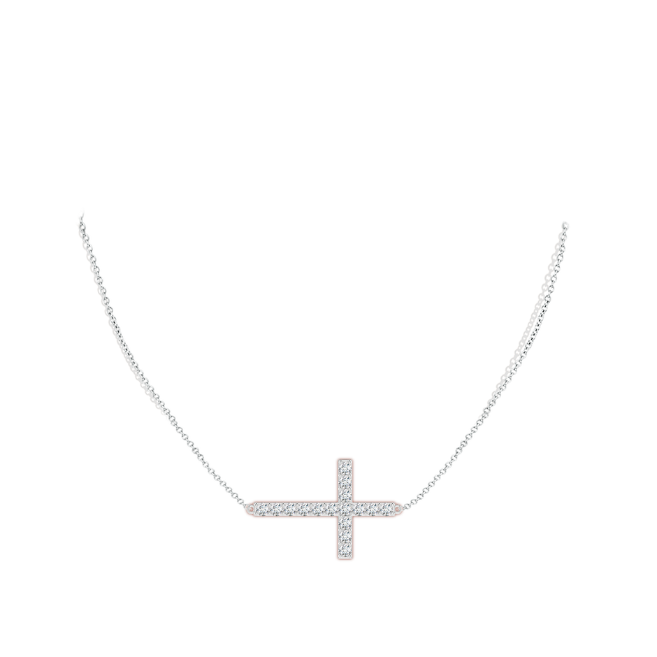 3.2mm FGVS Lab-Grown Prong-Set Diamond Horizontal Cross Pendant in 18K White Gold pen