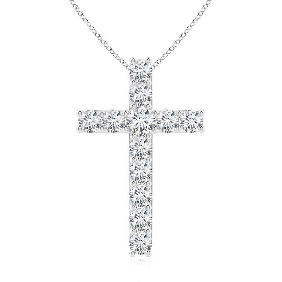 3.4mm FGVS Lab-Grown Classic Shared Prong-Set Diamond Cross Pendant in 18K White Gold 