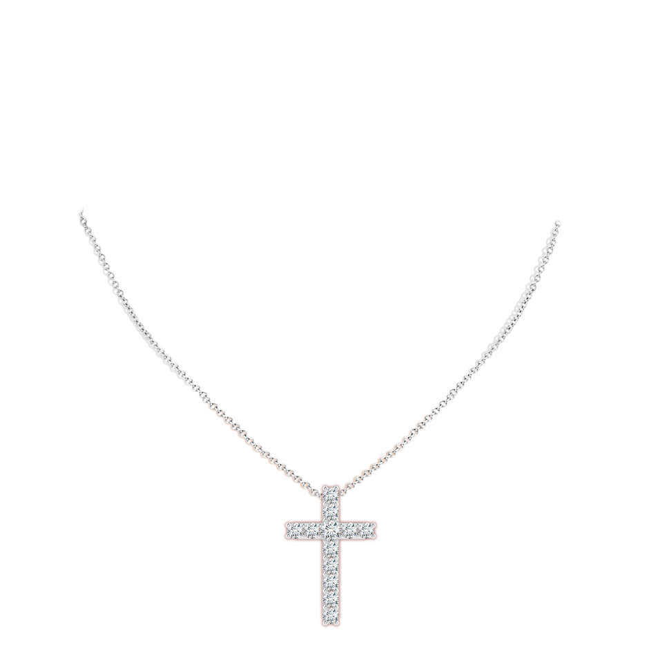 3.4mm FGVS Lab-Grown Classic Shared Prong-Set Diamond Cross Pendant in 18K White Gold pen
