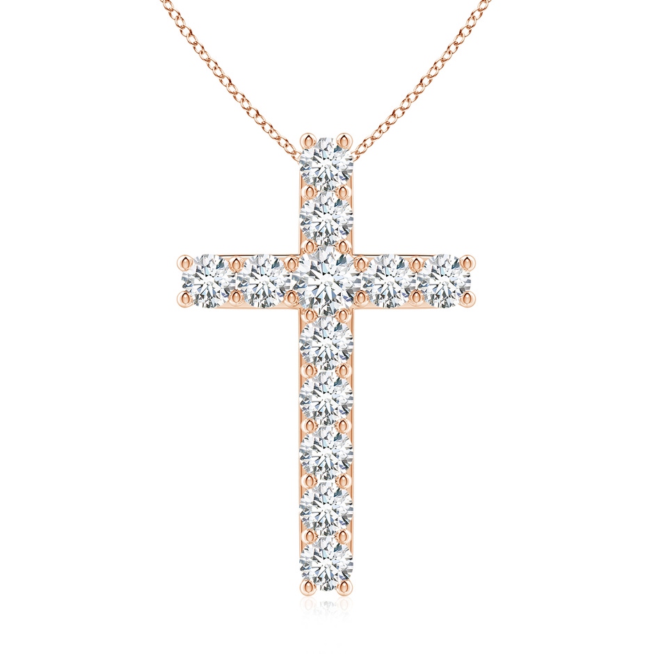 3.4mm FGVS Lab-Grown Classic Shared Prong-Set Diamond Cross Pendant in Rose Gold 