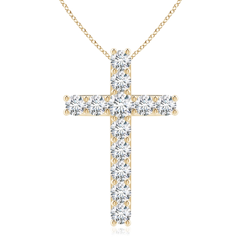 3.8mm FGVS Lab-Grown Classic Shared Prong-Set Diamond Cross Pendant in 18K Yellow Gold 