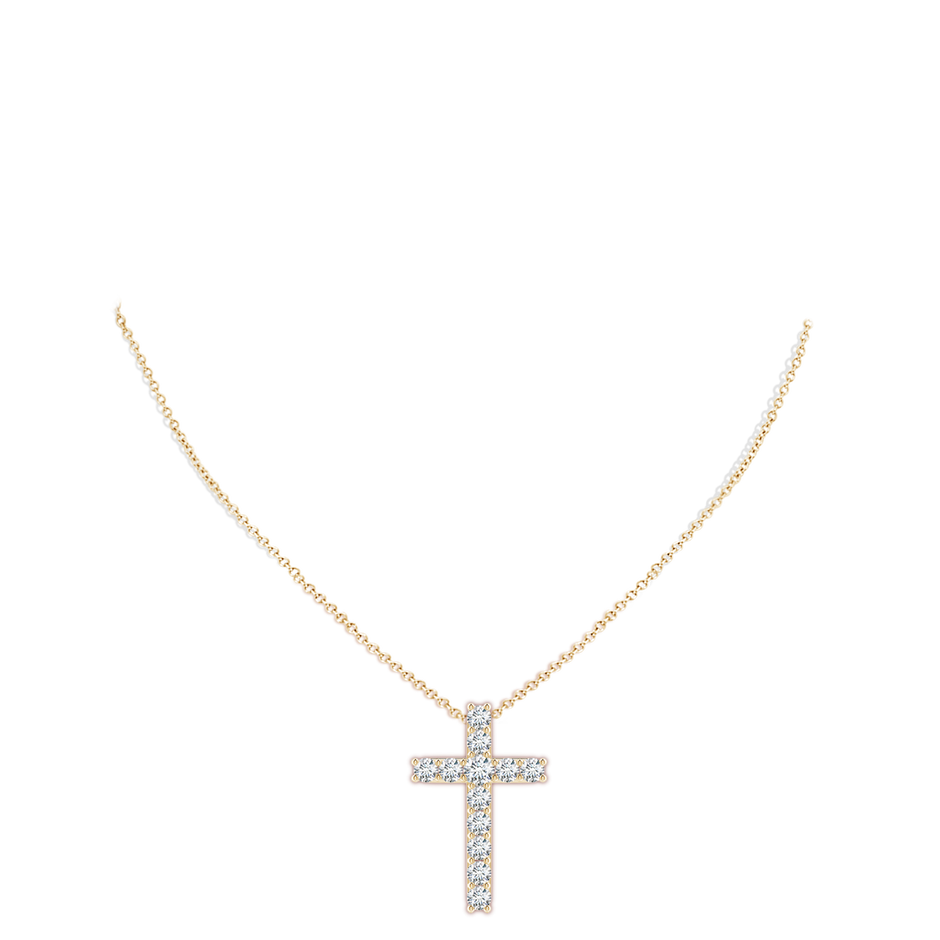 3.8mm FGVS Lab-Grown Classic Shared Prong-Set Diamond Cross Pendant in Yellow Gold pen