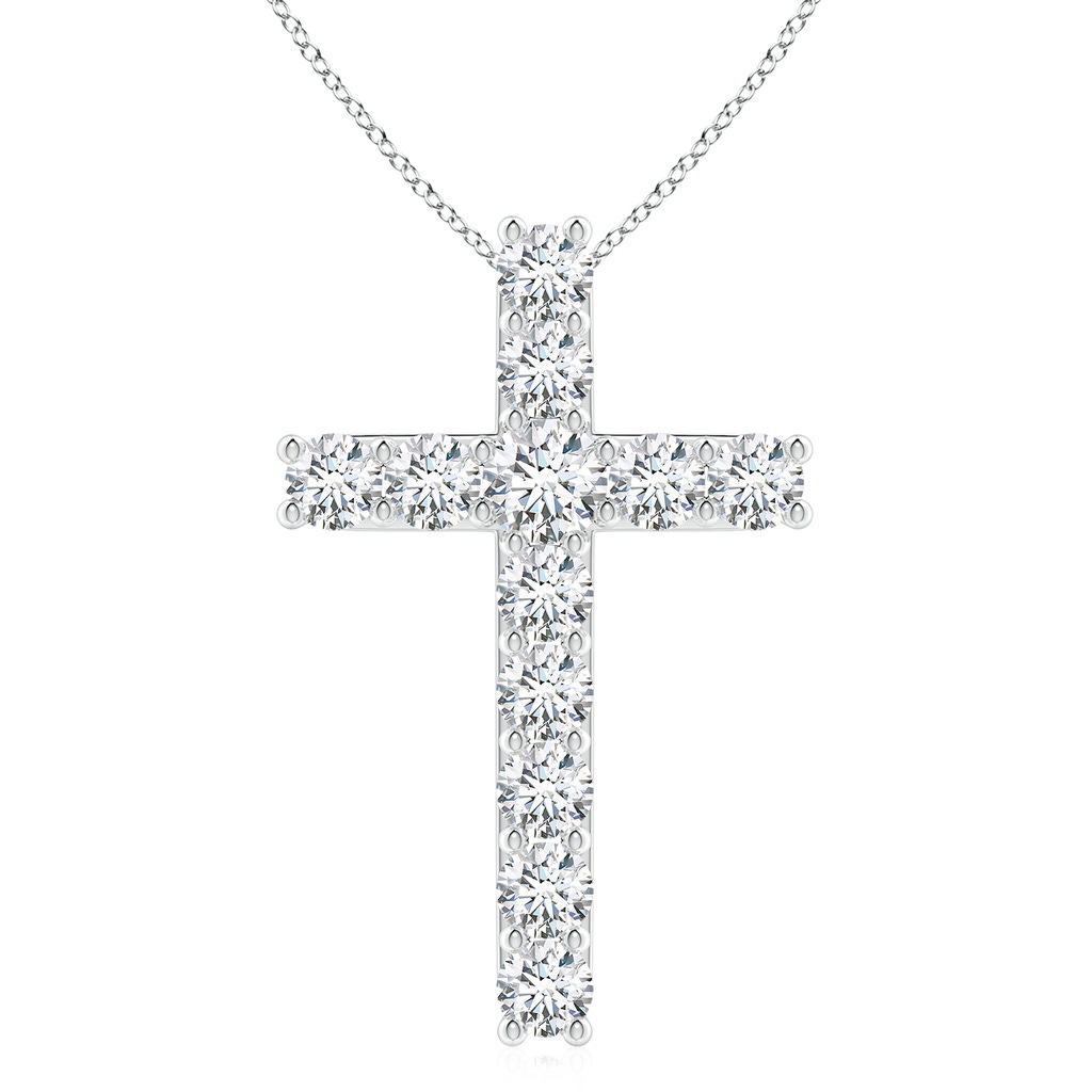 4.2mm FGVS Lab-Grown Classic Shared Prong-Set Diamond Cross Pendant in White Gold