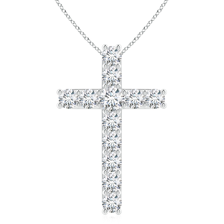 4.2mm FGVS Lab-Grown Classic Shared Prong-Set Diamond Cross Pendant in White Gold 