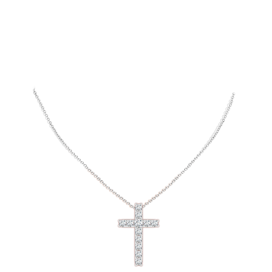 4.2mm FGVS Lab-Grown Classic Shared Prong-Set Diamond Cross Pendant in White Gold pen