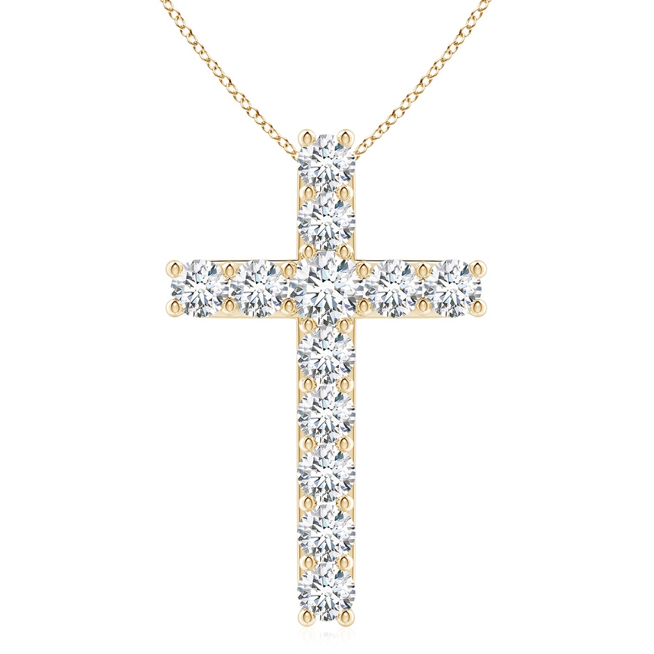 4.2mm FGVS Lab-Grown Classic Shared Prong-Set Diamond Cross Pendant in Yellow Gold 