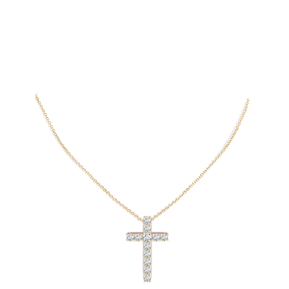 4.2mm FGVS Lab-Grown Classic Shared Prong-Set Diamond Cross Pendant in Yellow Gold pen
