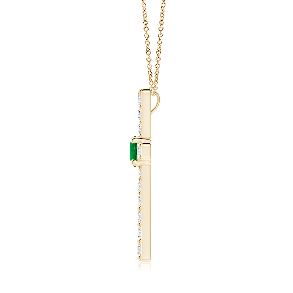 6mm Labgrown Lab-Grown Emerald and Lab Diamond Cross Pendant in 9K Yellow Gold side 199