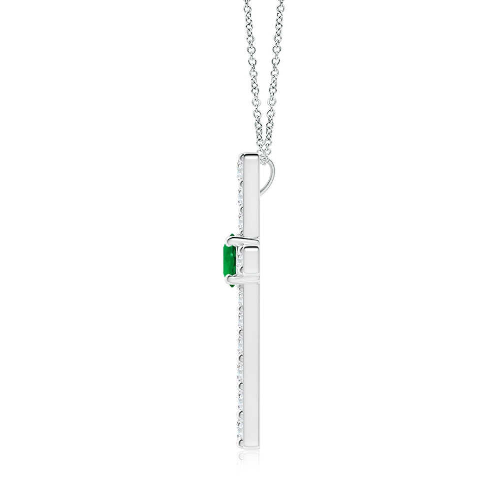 6mm Labgrown Lab-Grown Emerald and Lab Diamond Cross Pendant in White Gold Side 199