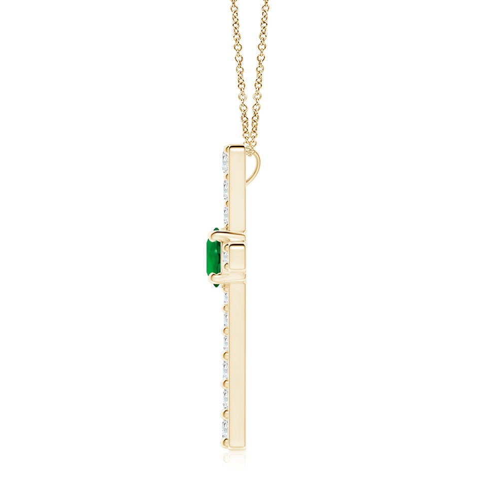 8mm Labgrown Lab-Grown Emerald and Lab Diamond Cross Pendant in 18K Yellow Gold side 199