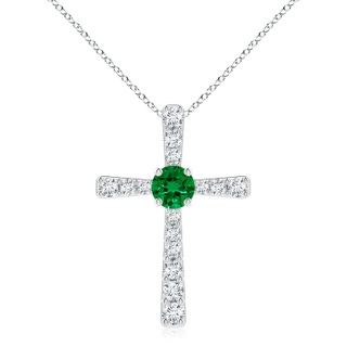 8mm Labgrown Lab-Grown Emerald and Lab Diamond Cross Pendant in P950 Platinum
