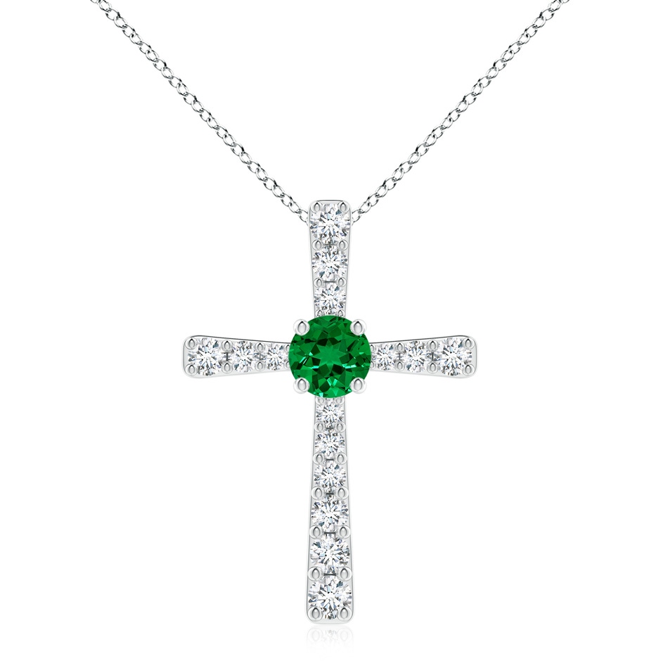 8mm Labgrown Lab-Grown Emerald and Lab Diamond Cross Pendant in P950 Platinum 