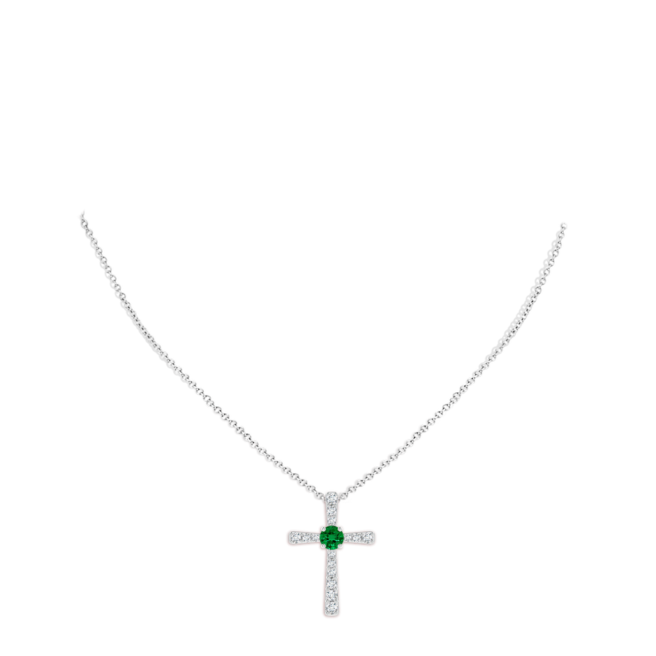 8mm Labgrown Lab-Grown Emerald and Lab Diamond Cross Pendant in P950 Platinum pen