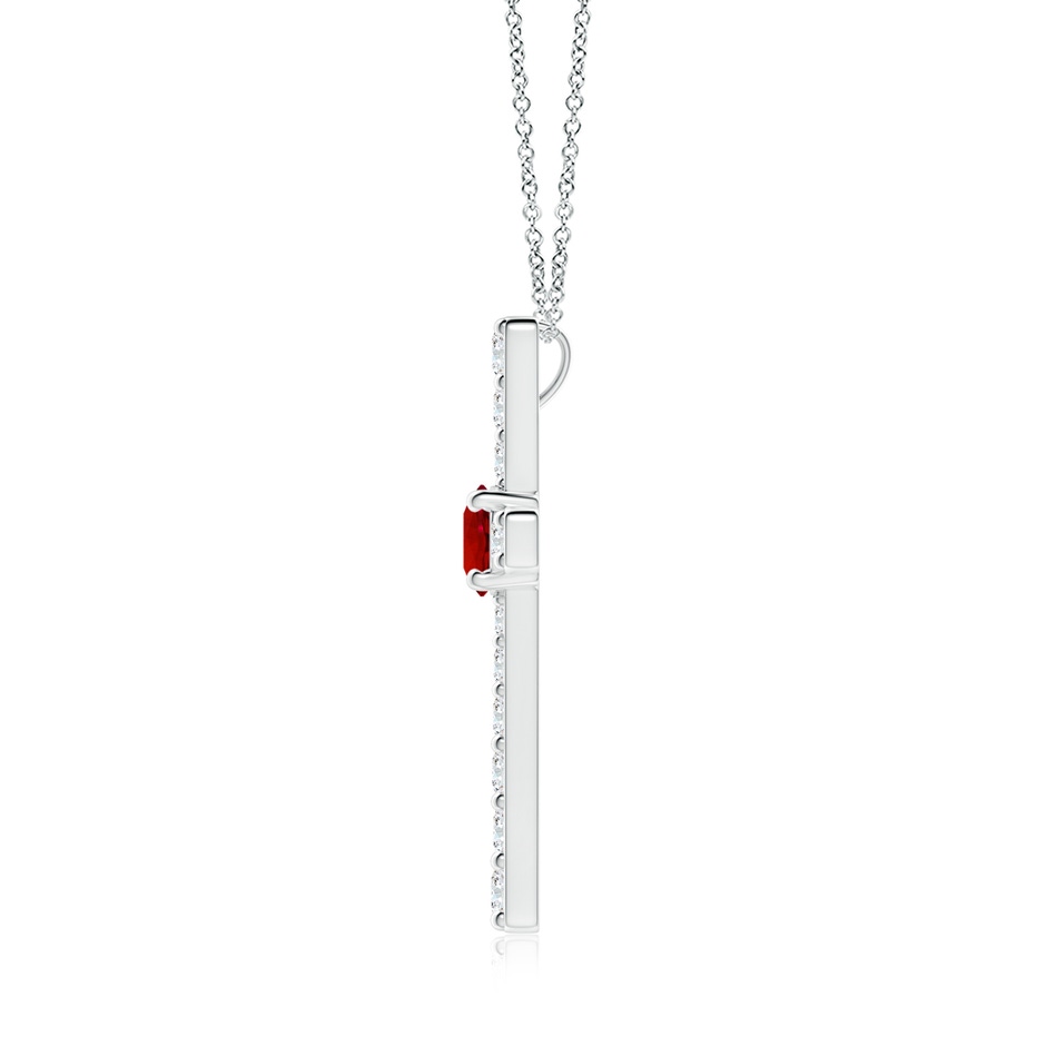 6mm Labgrown Lab-Grown Ruby and Lab Diamond Cross Pendant in White Gold side 199