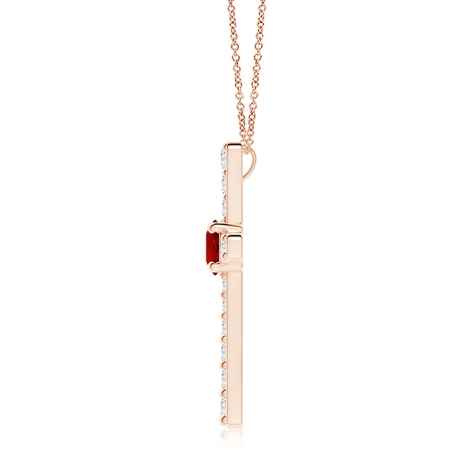 7mm Labgrown Lab-Grown Ruby and Lab Diamond Cross Pendant in Rose Gold side 199