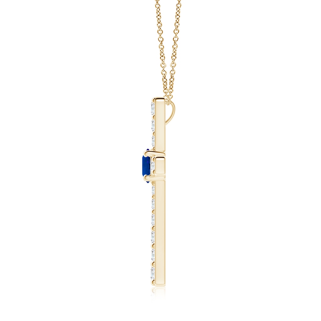 6mm Labgrown Lab-Grown Blue Sapphire and Lab Diamond Cross Pendant in Yellow Gold Side 199