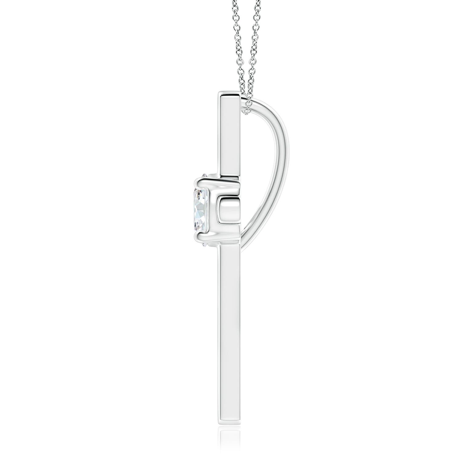 5.1mm FGVS Lab-Grown Diamond Solitaire Cross Pendant in 18K White Gold