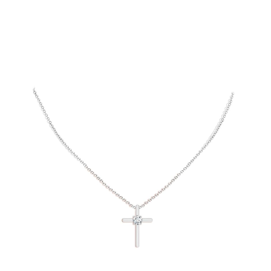 5.9mm FGVS Lab-Grown Diamond Solitaire Cross Pendant in White Gold pen