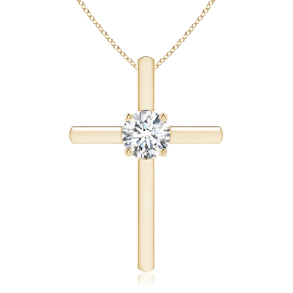 5.9mm FGVS Lab-Grown Diamond Solitaire Cross Pendant in Yellow Gold