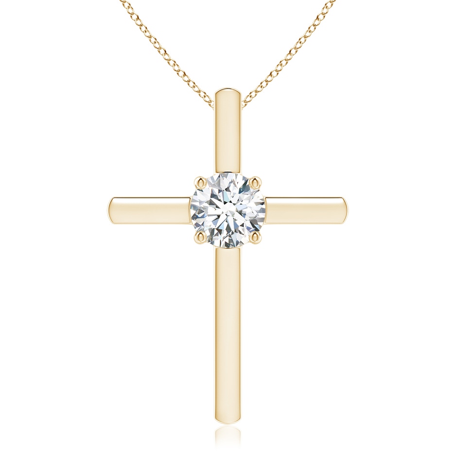 5.9mm FGVS Lab-Grown Diamond Solitaire Cross Pendant in Yellow Gold 