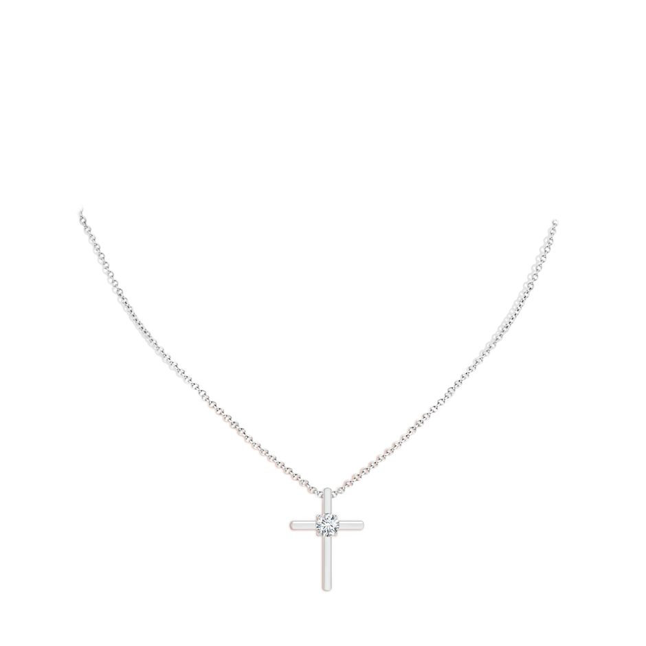 6.4mm FGVS Lab-Grown Diamond Solitaire Cross Pendant in White Gold pen