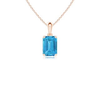 7x5mm Labgrown Emerald-Cut Lab-Grown Fancy Intense Blue Diamond Solitaire Pendant in Rose Gold