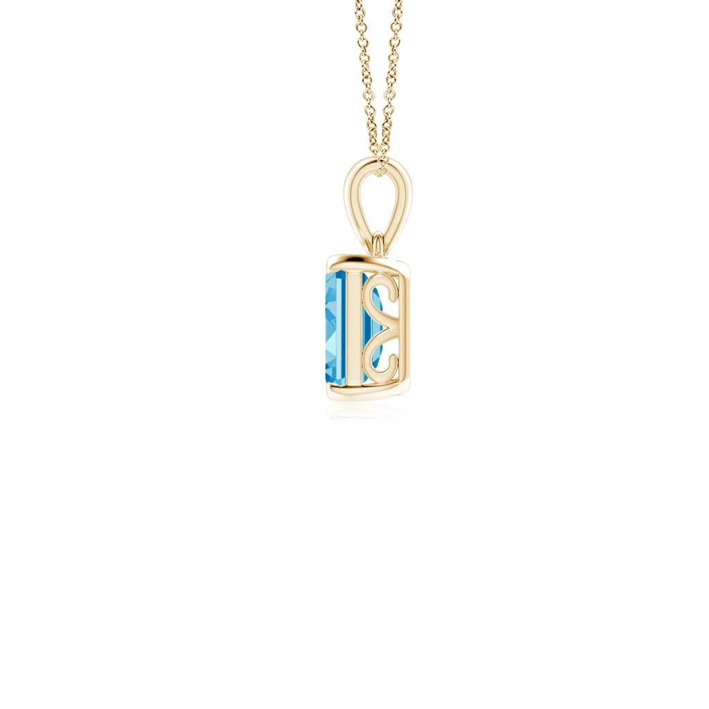 7x5mm Labgrown Emerald-Cut Lab-Grown Fancy Intense Blue Diamond Solitaire Pendant in Yellow Gold - side 199