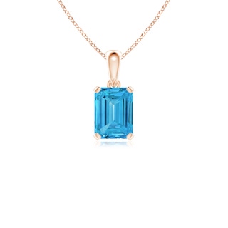 8x6mm Labgrown Emerald-Cut Lab-Grown Fancy Intense Blue Diamond Solitaire Pendant in 10K Rose Gold