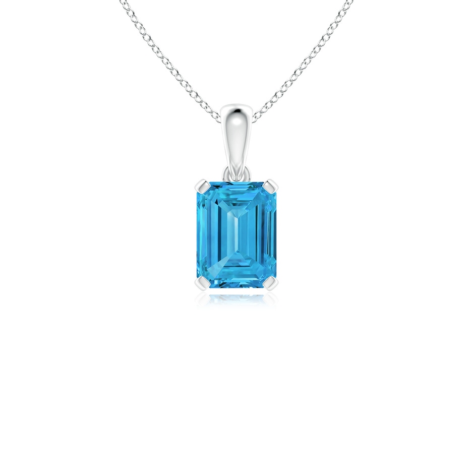 8x6mm Labgrown Emerald-Cut Lab-Grown Fancy Intense Blue Diamond Solitaire Pendant in White Gold 