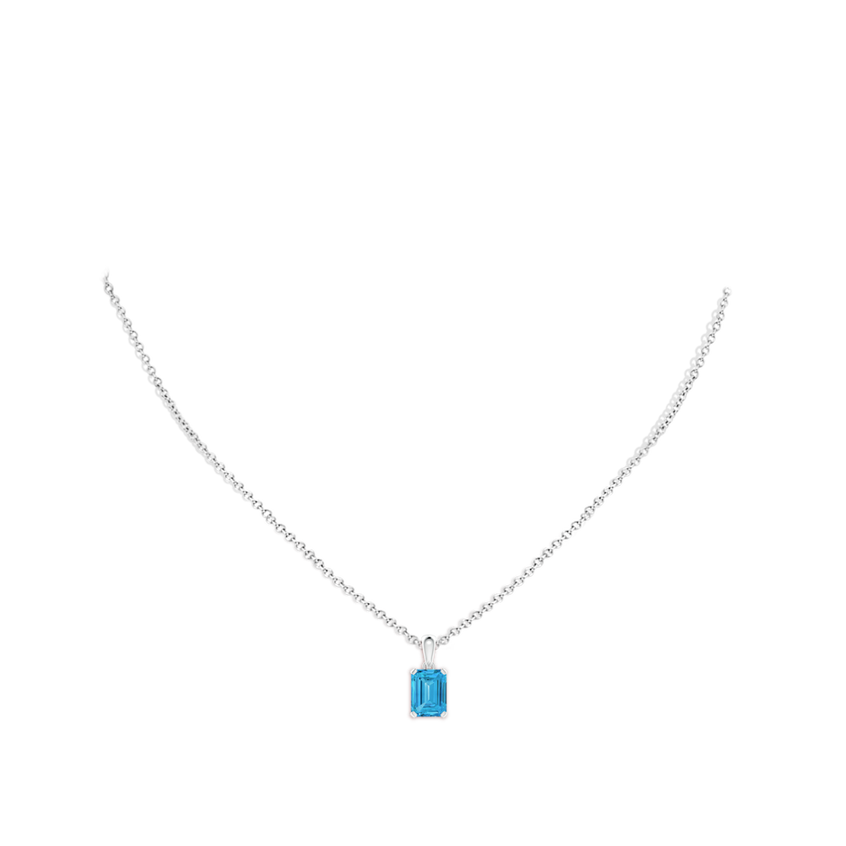 8x6mm Labgrown Emerald-Cut Lab-Grown Fancy Intense Blue Diamond Solitaire Pendant in White Gold pen