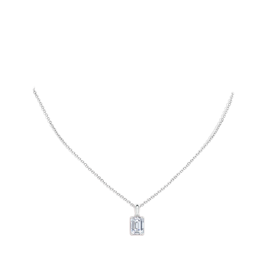 10x7.5mm FGVS Lab-Grown Emerald-Cut Diamond Solitaire Pendant in P950 Platinum pen