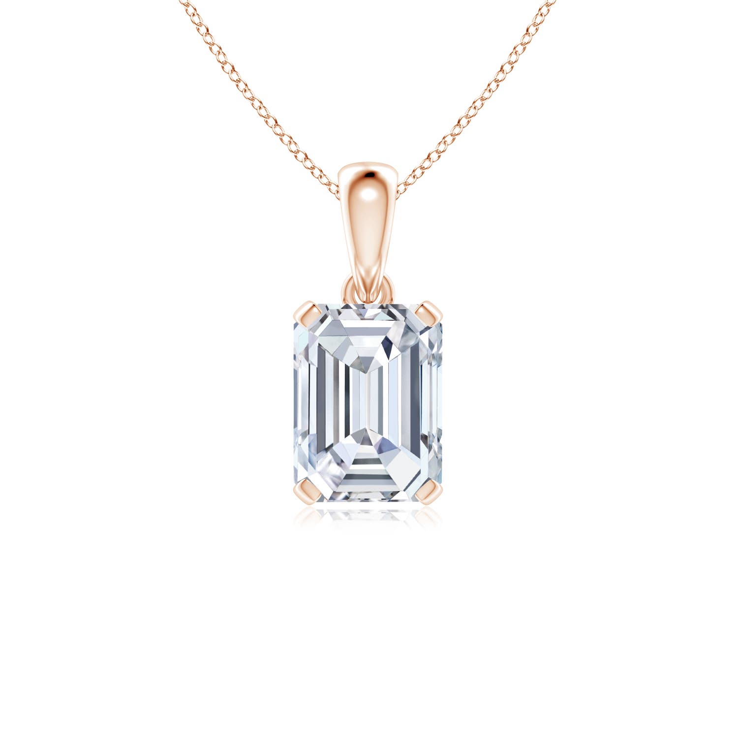 10x7.5mm FGVS Lab-Grown Emerald-Cut Diamond Solitaire Pendant in Rose Gold