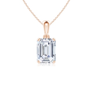 10x7.5mm FGVS Lab-Grown Emerald-Cut Diamond Solitaire Pendant in Rose Gold