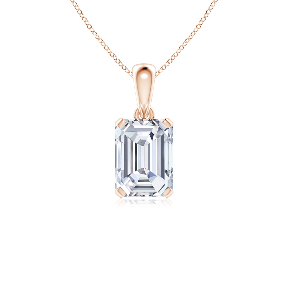 10x7.5mm FGVS Lab-Grown Emerald-Cut Diamond Solitaire Pendant in Rose Gold 
